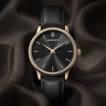 canovate aurora rose gold & black leather women's watch