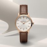 canovate rose gold & brown leather women's watch
